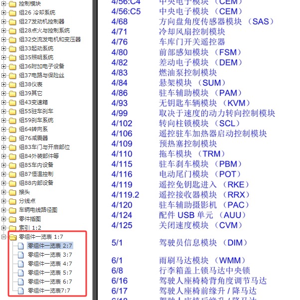 2013年沃尔沃XC60元件代码说明