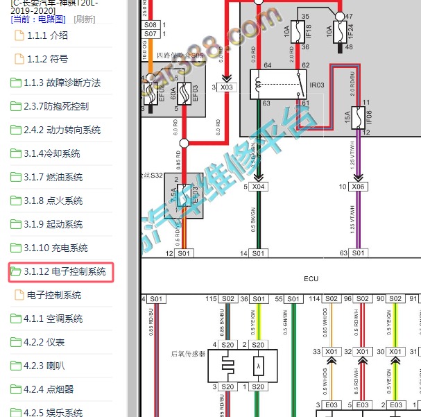 2019-2020年长安神骐T20L DAM15KR发动机电路图