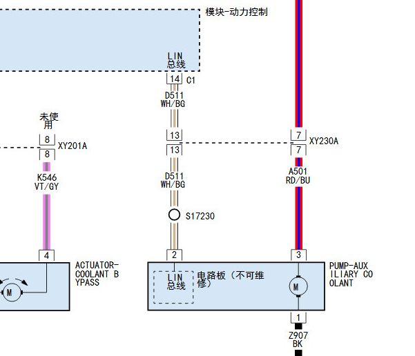 2019年吉普牧马人冷却液泵电路图