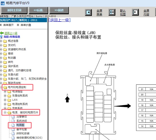2011-2012年日产阳光保险丝位置资料
