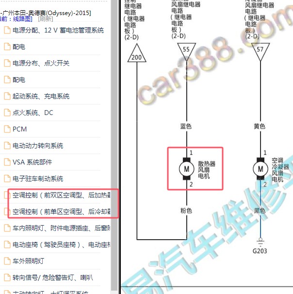 2015年本田奥德赛散热风扇电路图