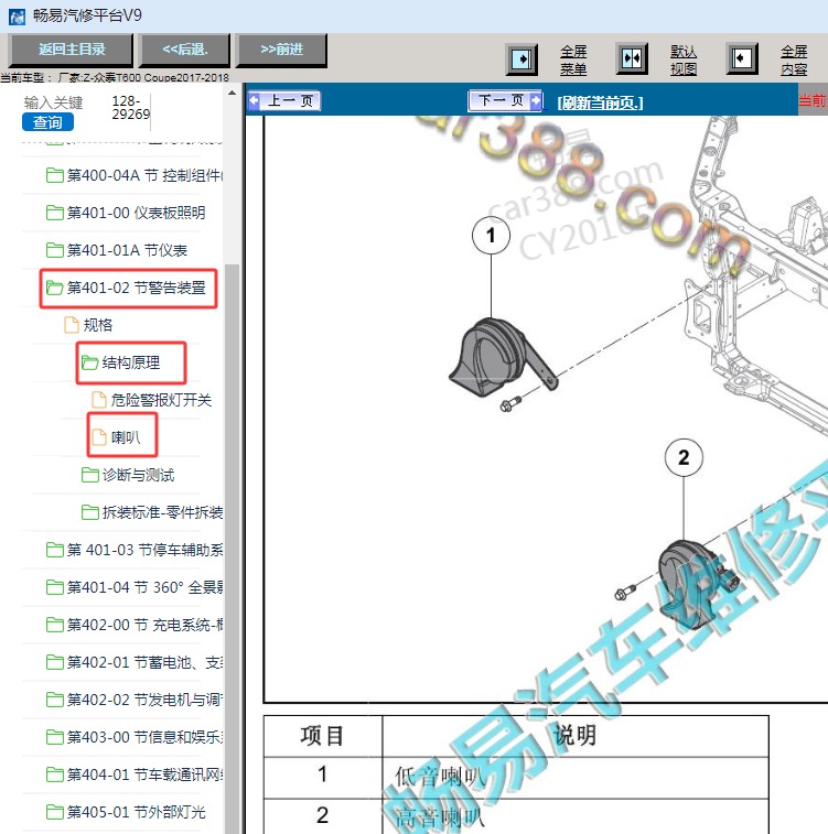 2017年众泰T600 Coupe喇叭位置