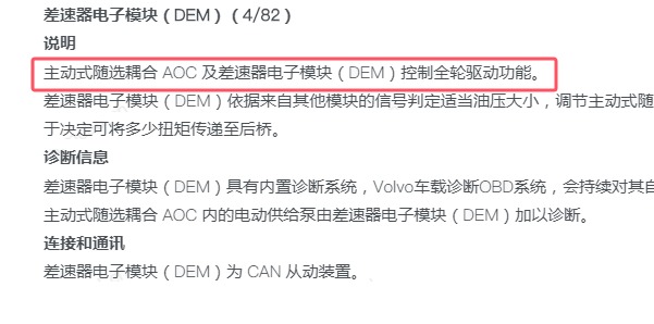 2024年沃尔沃XC60四驱模块相关资料