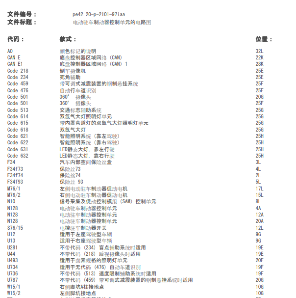2018年奔驰GLA200手刹电路图