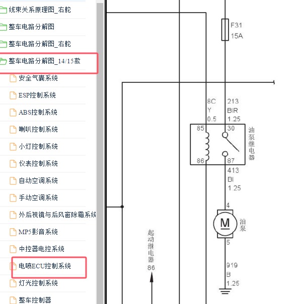 2014-2015年长城哈弗M4汽油泵电路图