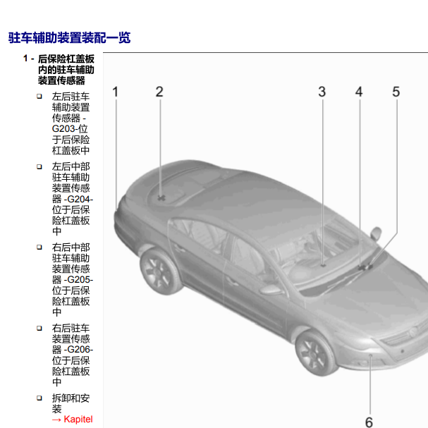 2011年大众CC驻车辅助传感器安装位置