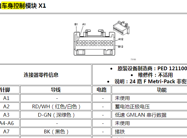 2009年雪佛兰科帕奇车身电脑针脚资料