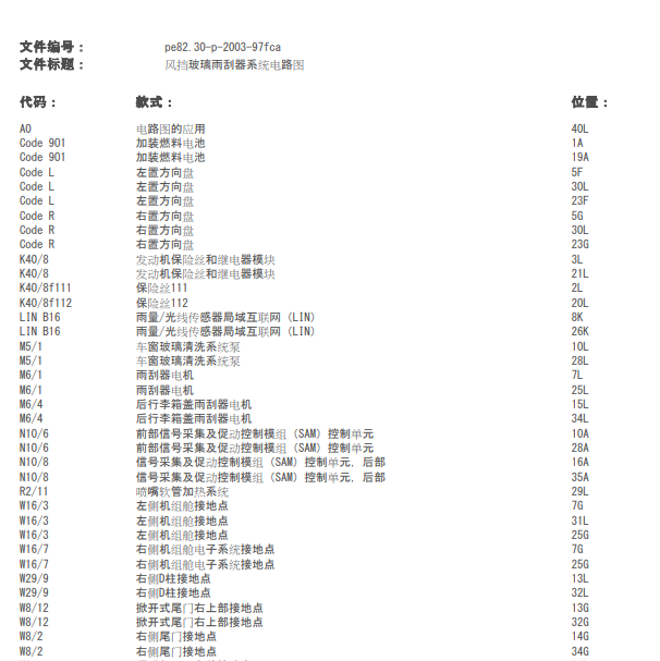 2018年奔驰GLC260雨刮电路图.