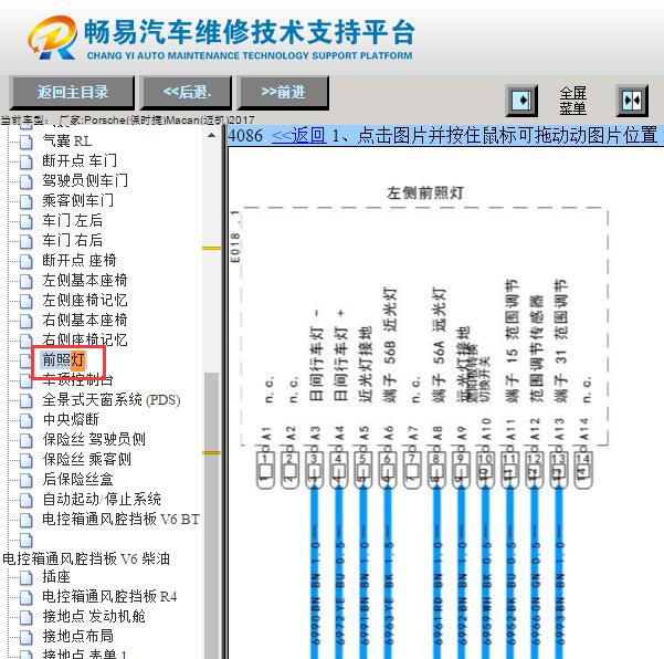 2017年保时捷Macan大灯电路图