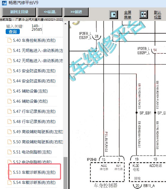 2021-2022年上汽大通V90车身模块通讯电路图