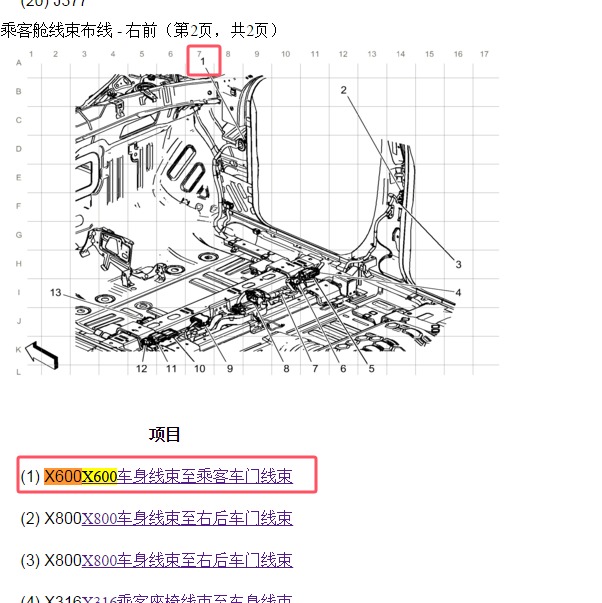 2014年凯迪拉克SRX  X600线束插头位置