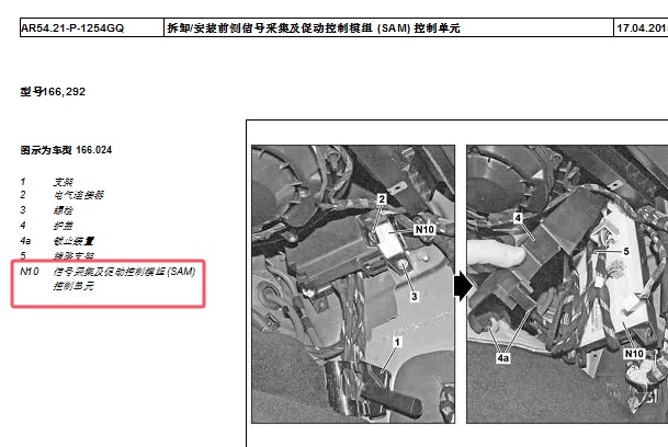2014年奔驰ML400 SAM位置和电路图资料