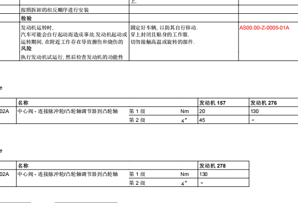 2019年奔驰GLS450发动机气缸盖和凸轮轴扭矩资料