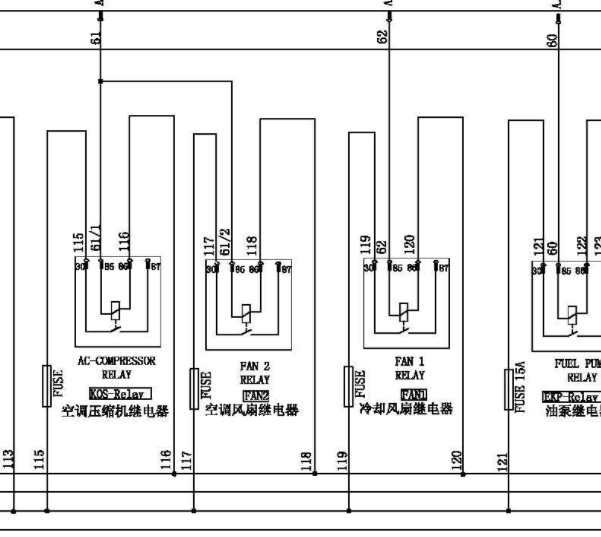 2013年长安星光4500 发动机空调风扇电路图