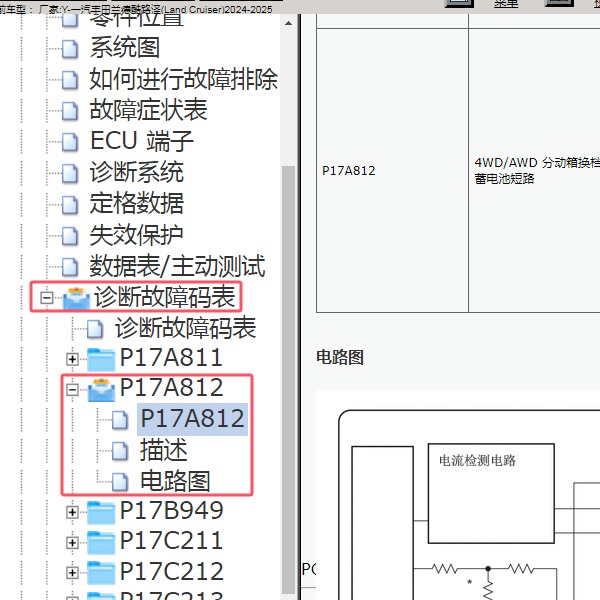 2024-2025年一汽丰田-兰德酷路泽 P17A812故障码资料