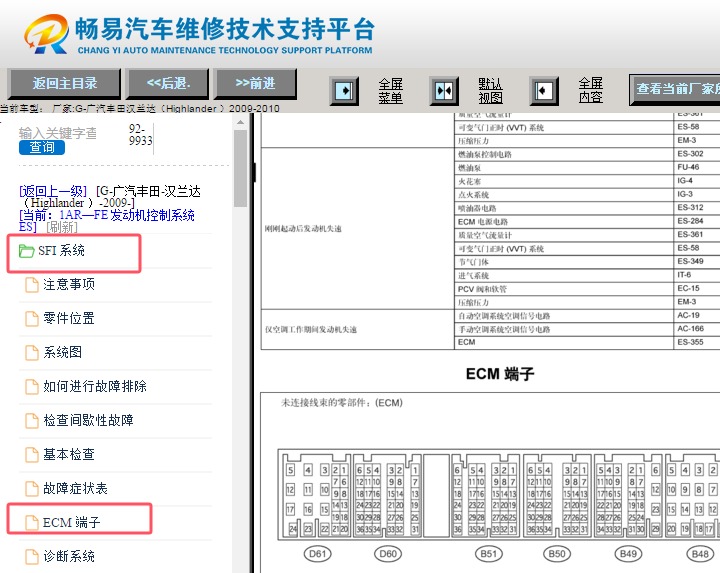 2009-2010年丰田汉兰达发动机电脑针脚资料