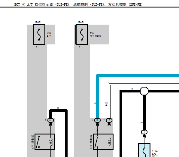 2007年丰田兰德酷路泽2UZ发动机电路图