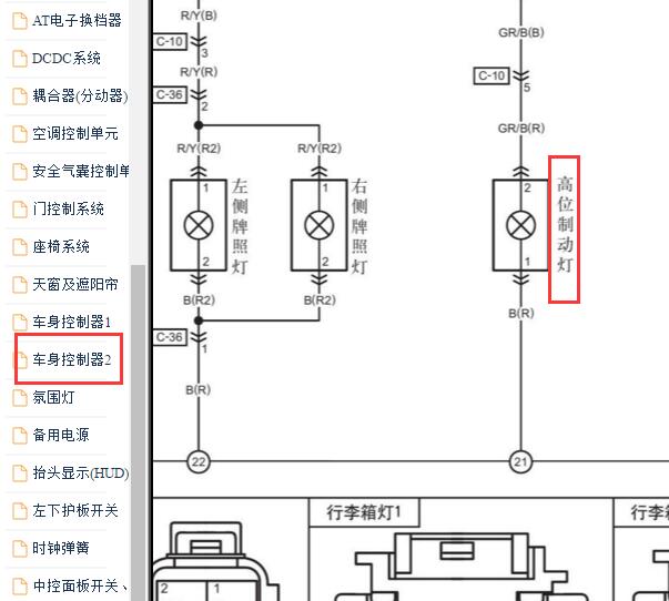 2019年红旗HS5高位制动灯电路图