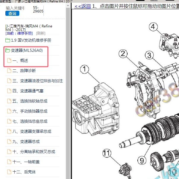 2017年江淮汽车-瑞风M4 变速箱资料