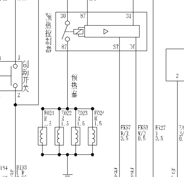 2020年五十铃铃拓发动机预热控制器电路图