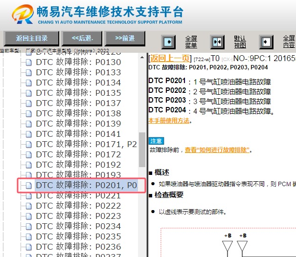 2022年本田型格P0201和P0204故障码诊断资料