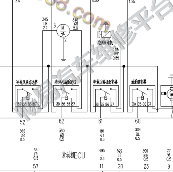 2014年东南菱智V3冷却风扇和压缩机电路图