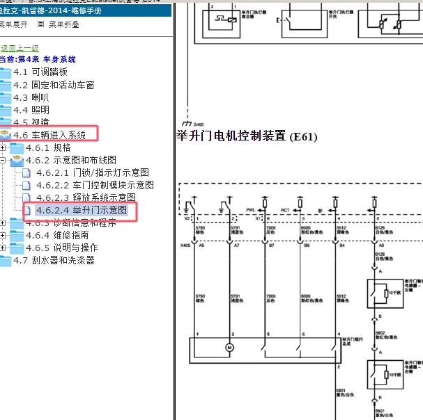 2014年凯迪拉克凯雷德尾门电路图