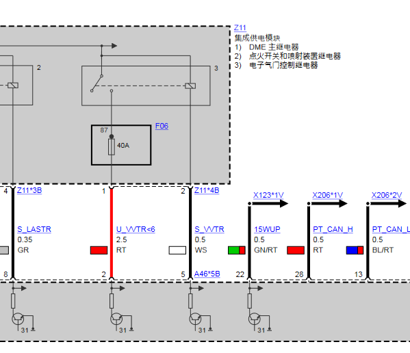 2016年宝马X5 发动机电路图和针脚资料