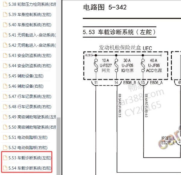 2022年上汽大通V90OBD通讯电路图