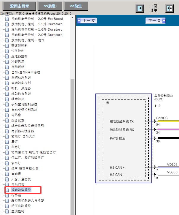 16年福特福克斯防盗电路图