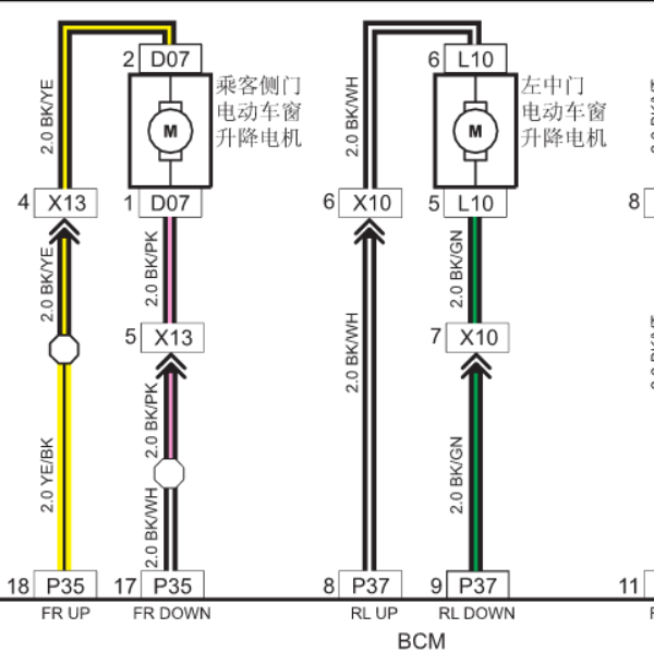 2014-2015年长安欧诺玻璃升降器电路图