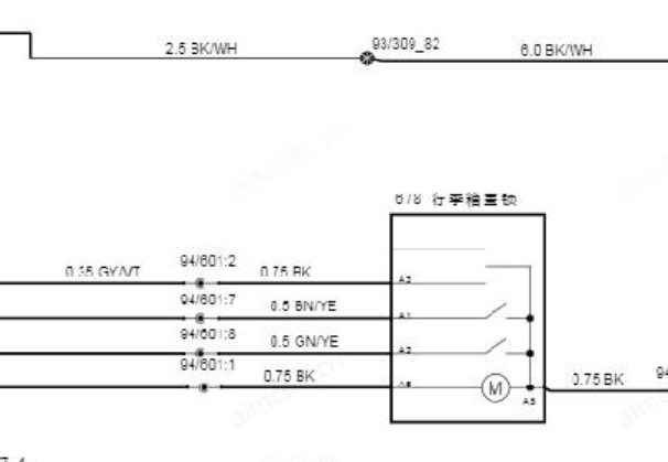 19年沃尔沃XC60后备箱锁块电路图