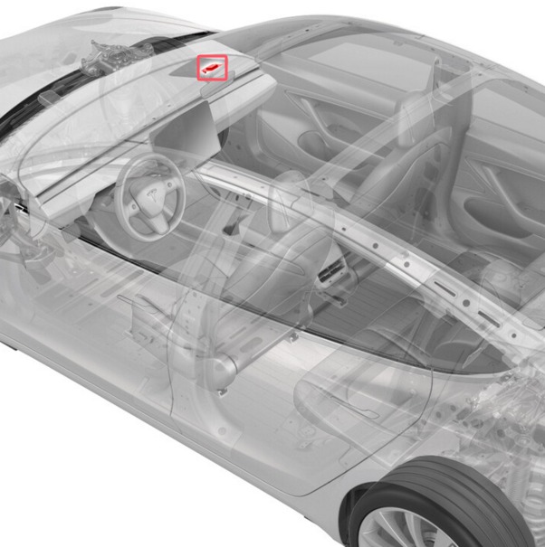 2019年特斯拉Model 3 GPS定位安装位置
