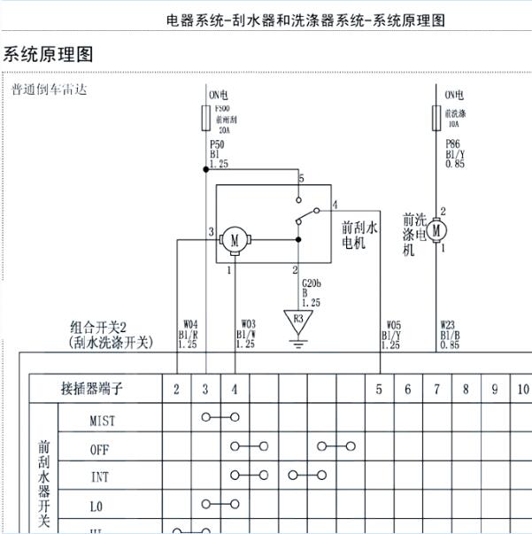 2020年中兴领主雨刮电路图
