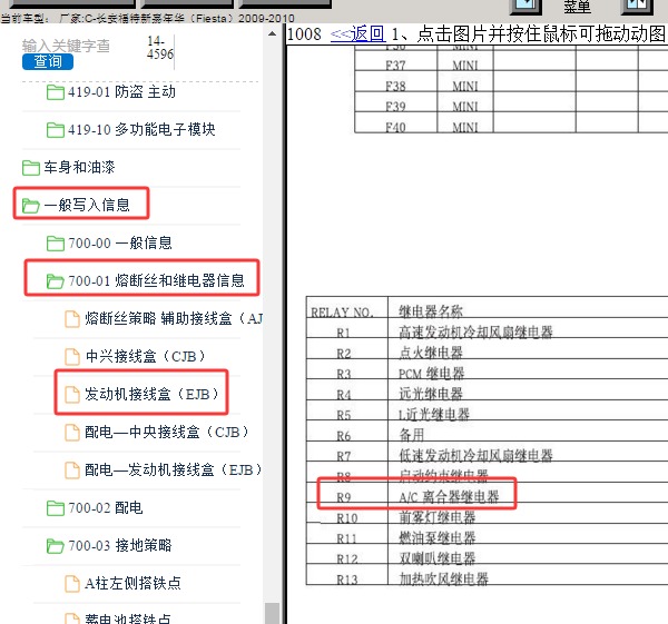2010年福特嘉年华压缩机继电器位置