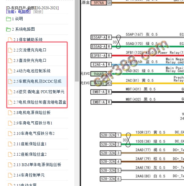 2020-2021年日产启辰E30三电系统电路图