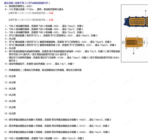 2017年大众途昂发动机针脚定义