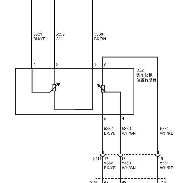 2014年别克GL8 6线刹车开关电路图
