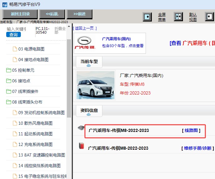 2023年广汽传祺M8电路图