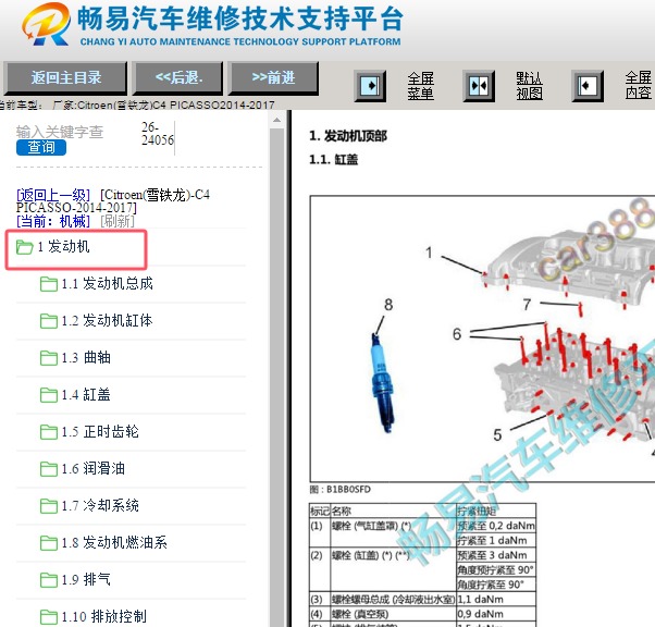 2014-2017年雪铁龙C4毕加索发动机维修手册