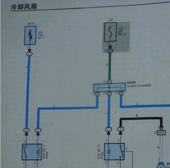 2006年丰田锐志散热风扇电路图
