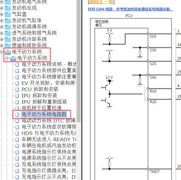2020年本田凌派混动电子动力系统电路图.