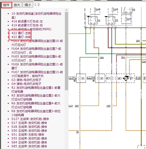 2018年观致汽车观致3 前雾灯电路图