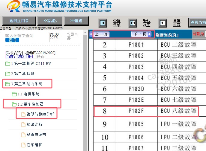 2019-2020年长安逸动EVP182F故障码含义资料
