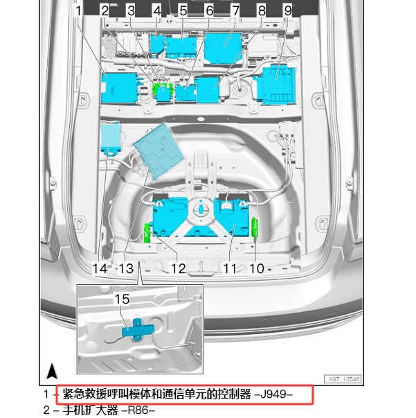 2024年奥迪A6L SOS模块位置