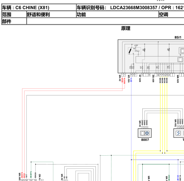2020年雪铁龙C6 空调电路图