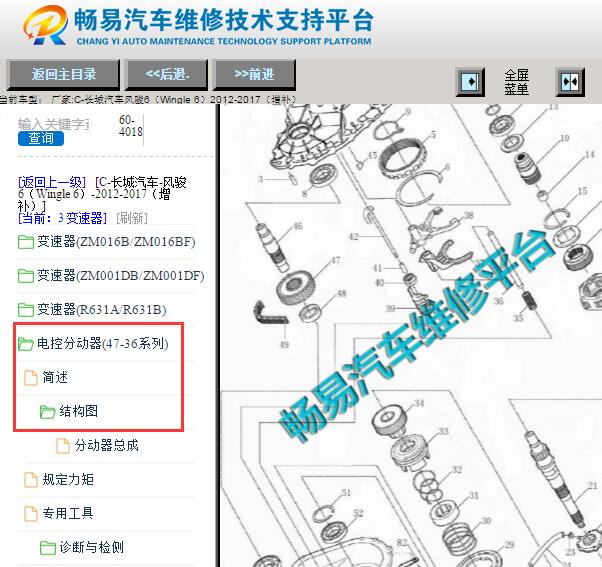 2012-2017年长城风骏6分动箱结构图