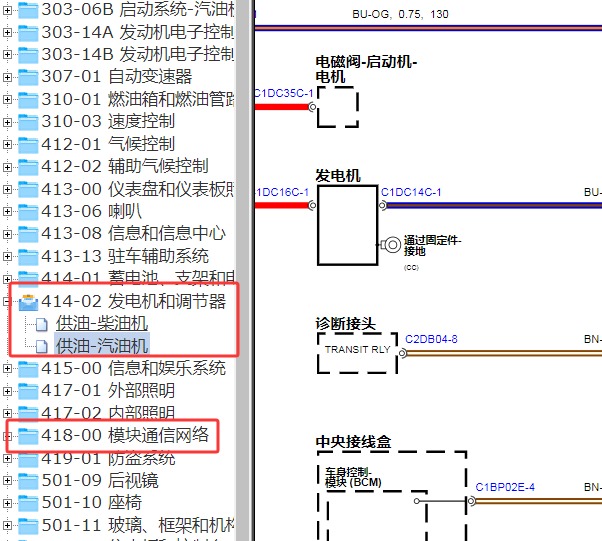 2014年路虎揽胜极光发电机和通讯电路图