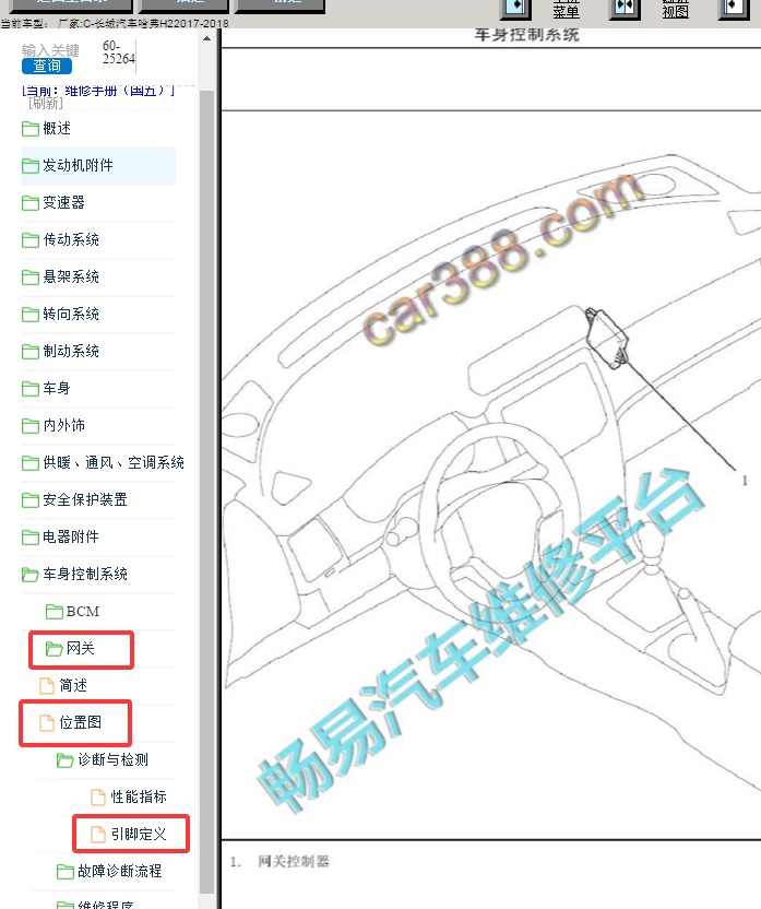 17年长城H2 CAN定义及位置图