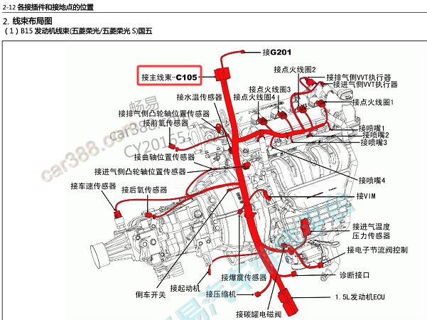 2019年五菱荣光C105位置和水温传感器电路图